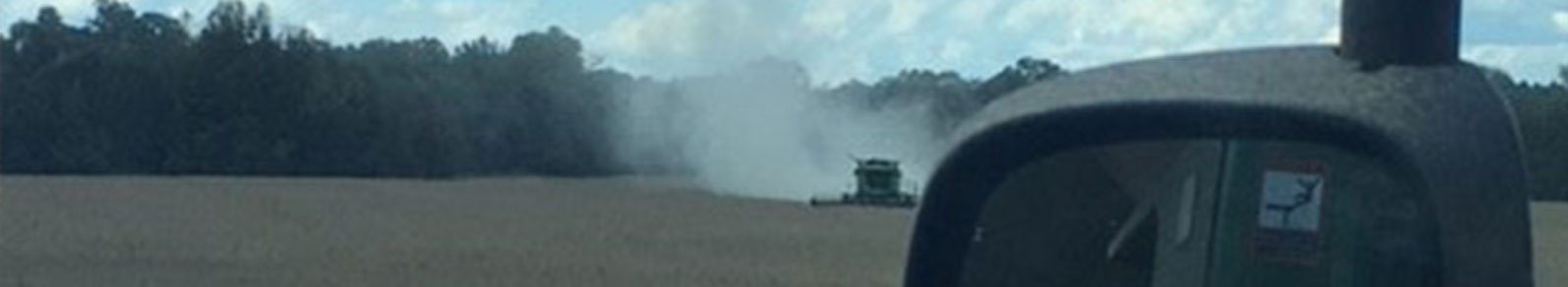 John Deere Combines harvesting soybeans.